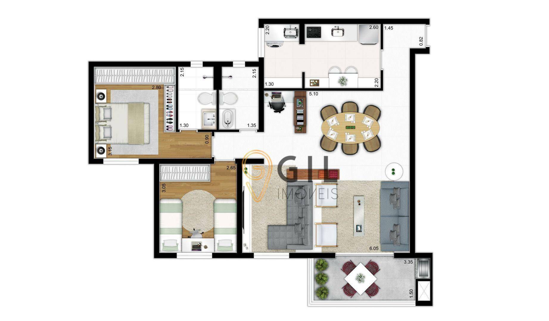 Apartamento à venda com 2 quartos, 52m² - Foto 3