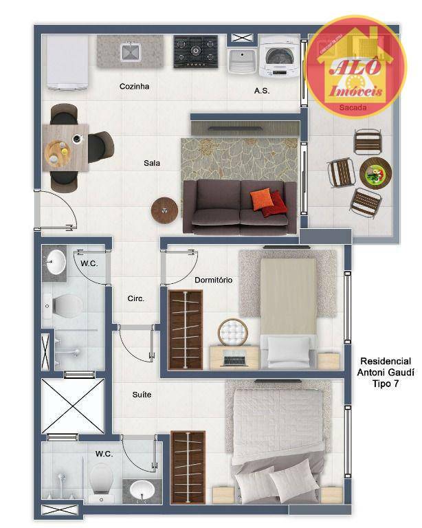 Apartamento à venda com 2 quartos, 57m² - Foto 7