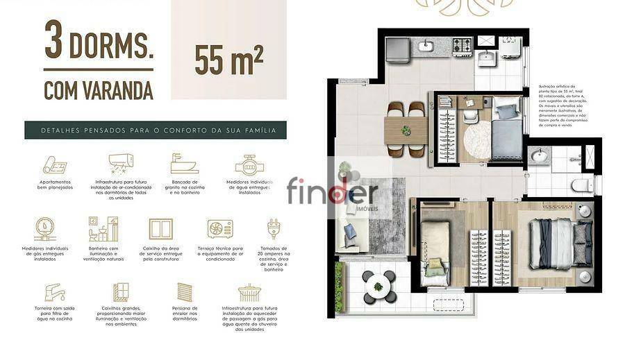 Apartamento à venda com 3 quartos, 55m² - Foto 14