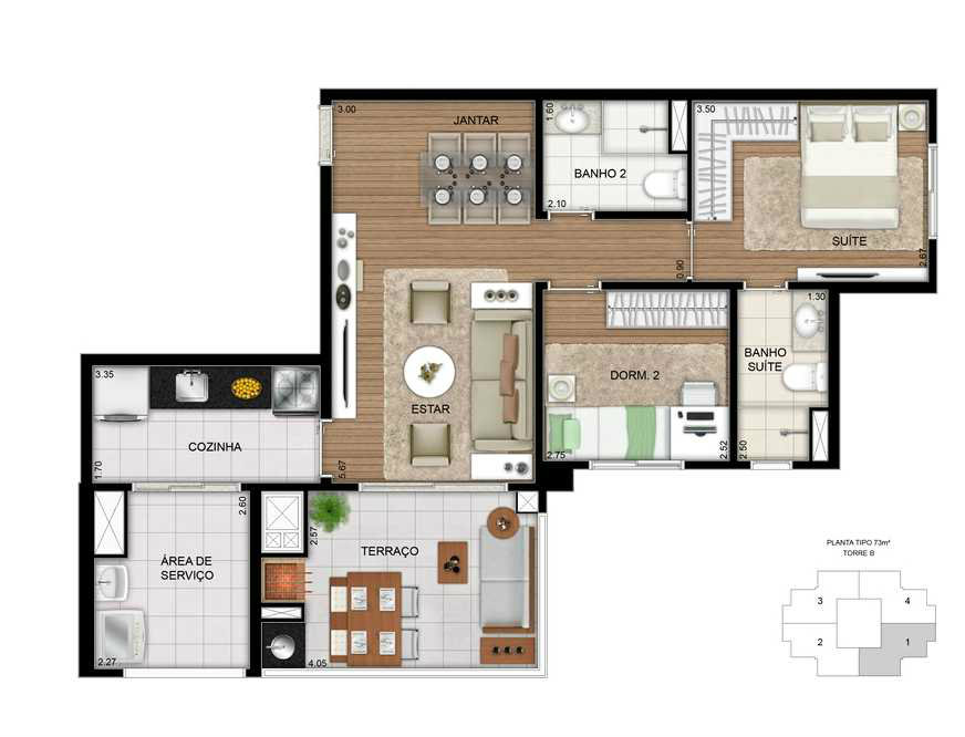 Apartamento à venda com 2 quartos, 73m² - Foto 2