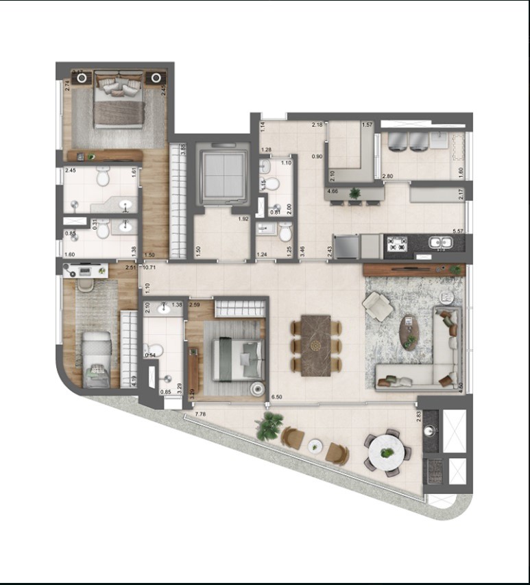 Apartamento à venda com 3 quartos, 152m² - Foto 2