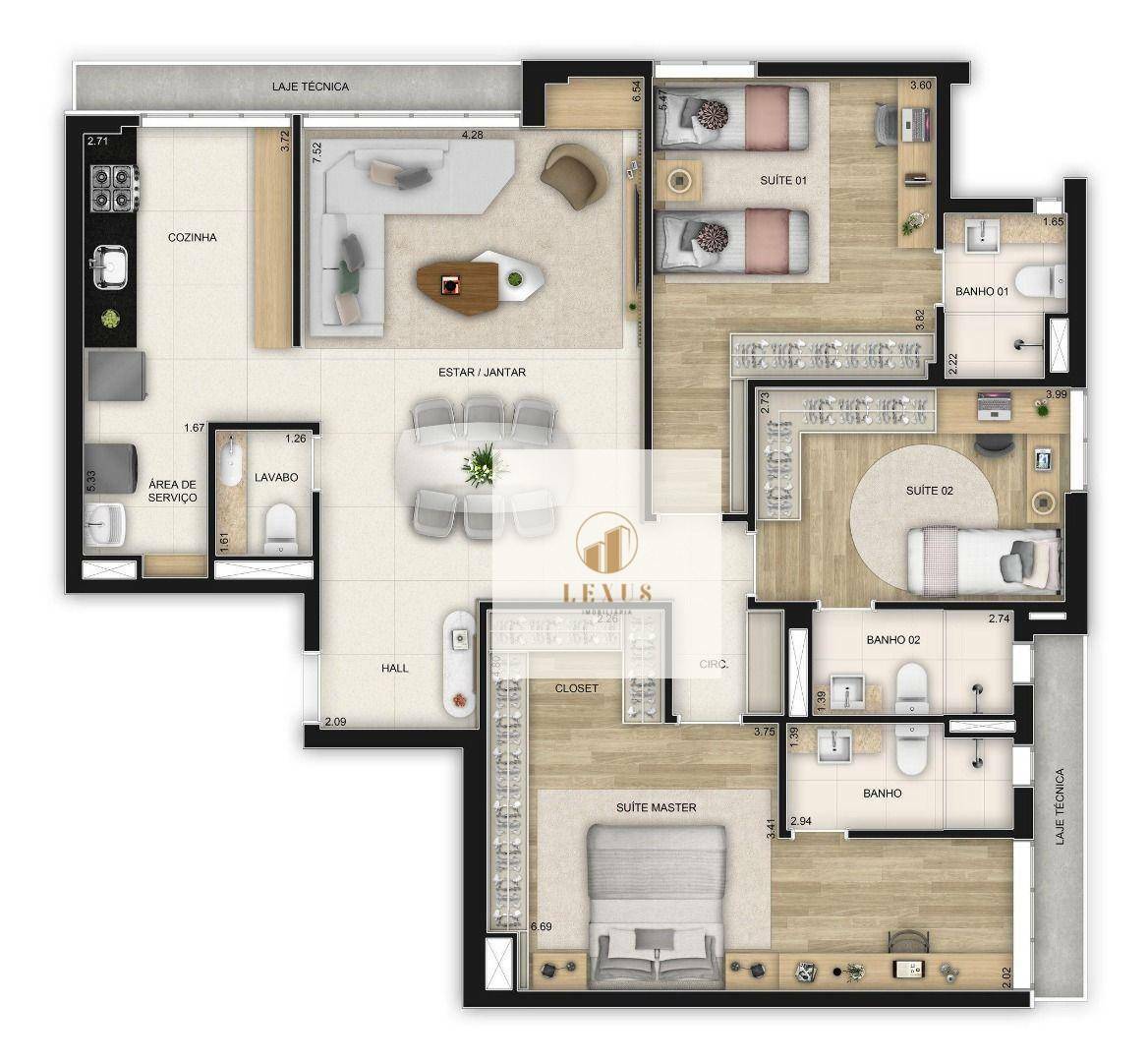 Apartamento à venda com 3 quartos, 116m² - Foto 2