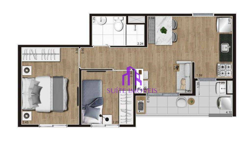 Apartamento à venda com 2 quartos, 50m² - Foto 3