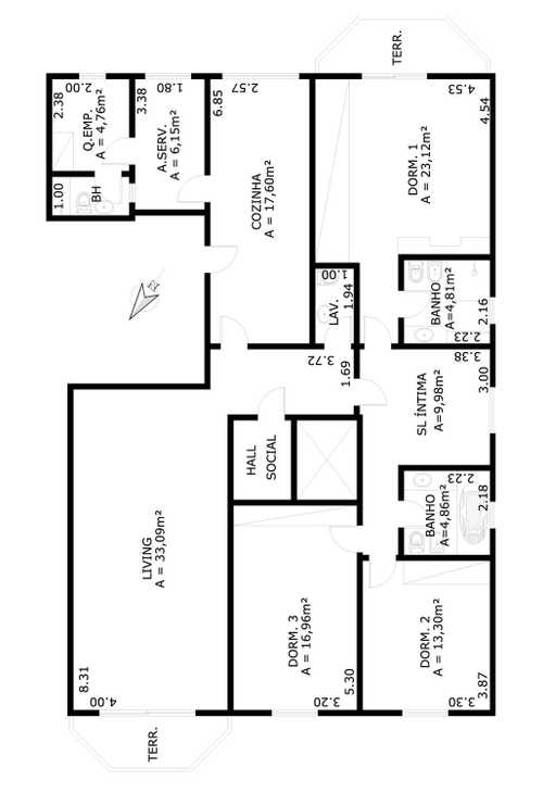 Apartamento à venda com 3 quartos, 175m² - Foto 6