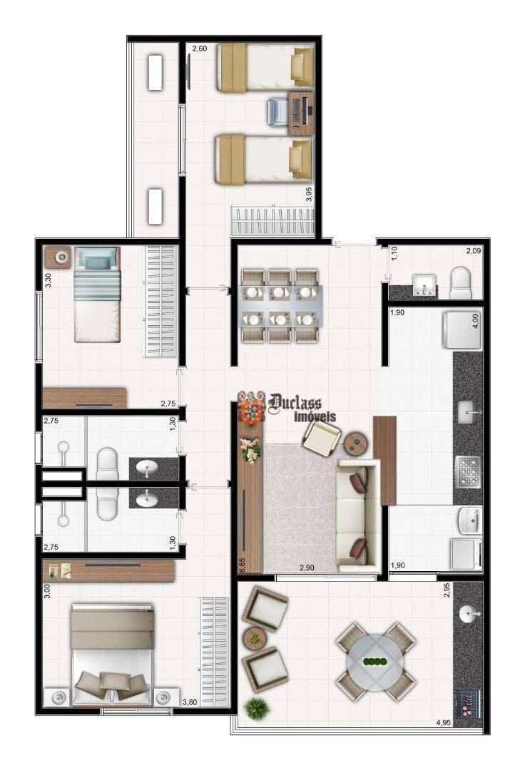 Apartamento à venda com 3 quartos, 105m² - Foto 2