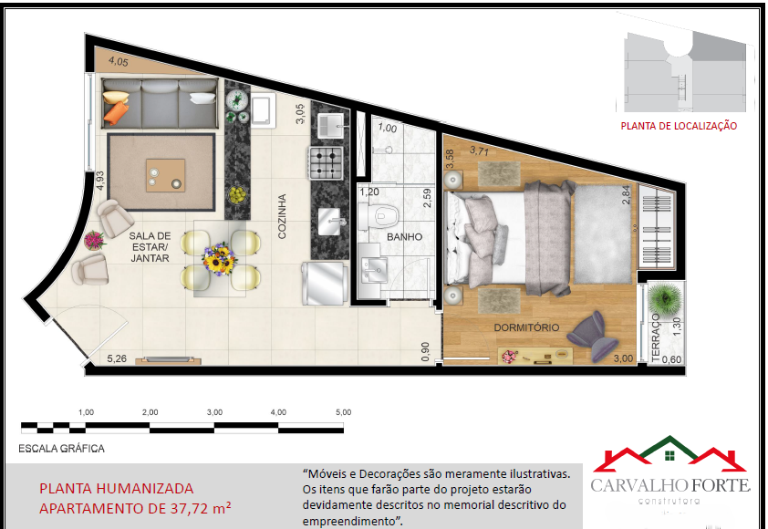 Apartamento à venda com 1 quarto, 28m² - Foto 3