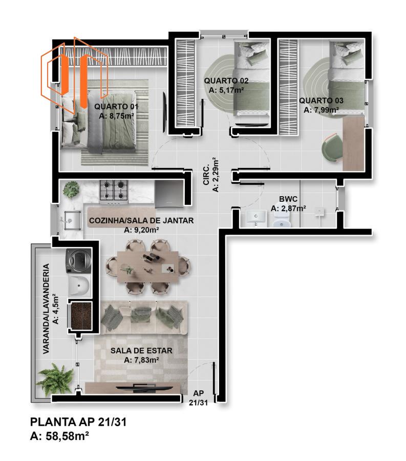 Apartamento à venda com 3 quartos, 61m² - Foto 17