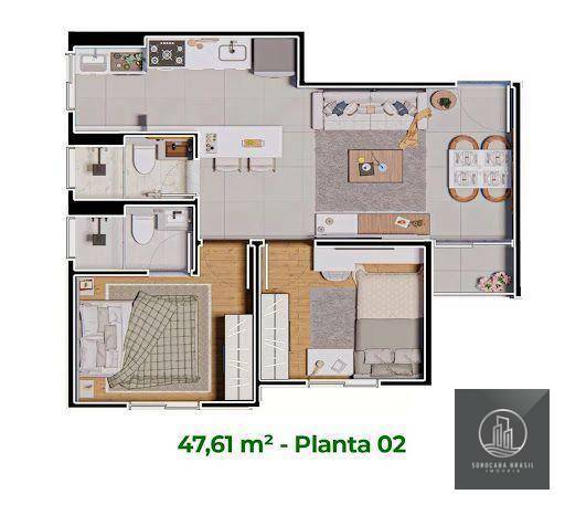 Apartamento à venda com 2 quartos, 47m² - Foto 3