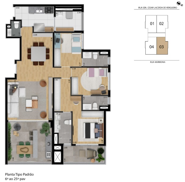 Apartamento à venda com 3 quartos, 122m² - Foto 2