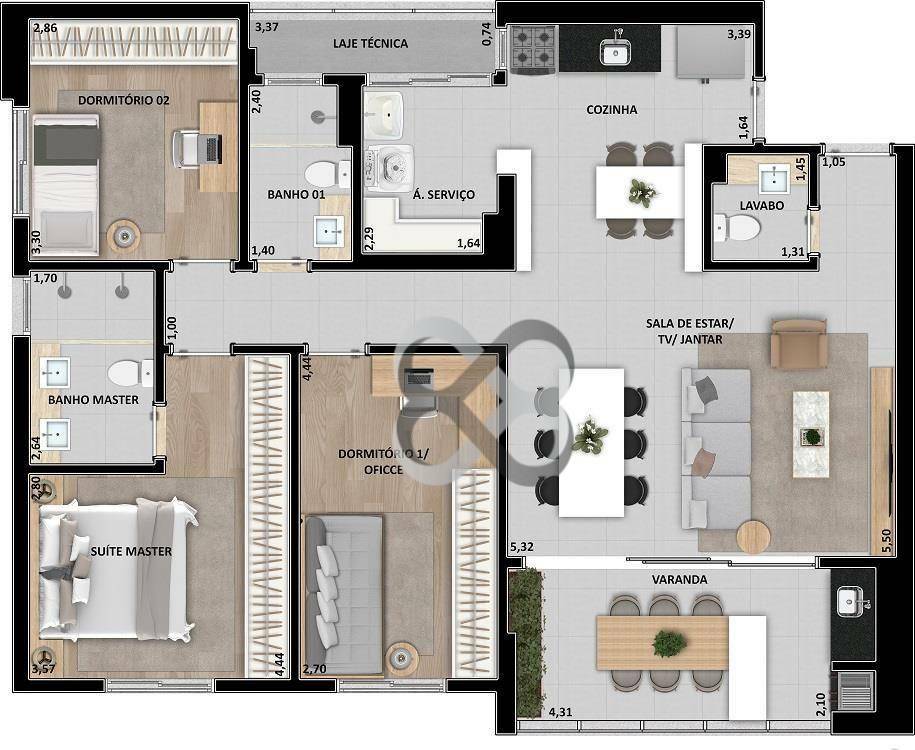 Apartamento à venda com 3 quartos, 115m² - Foto 2