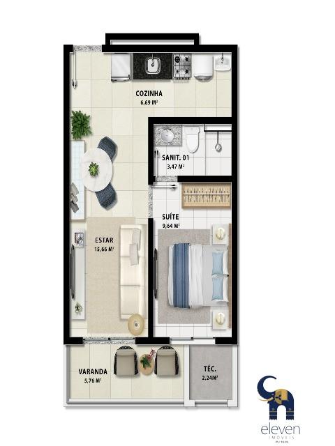 Apartamento à venda com 1 quarto, 46m² - Foto 15