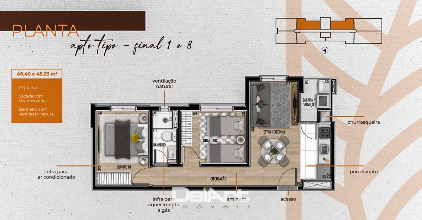 Apartamento à venda com 2 quartos, 48m² - Foto 7