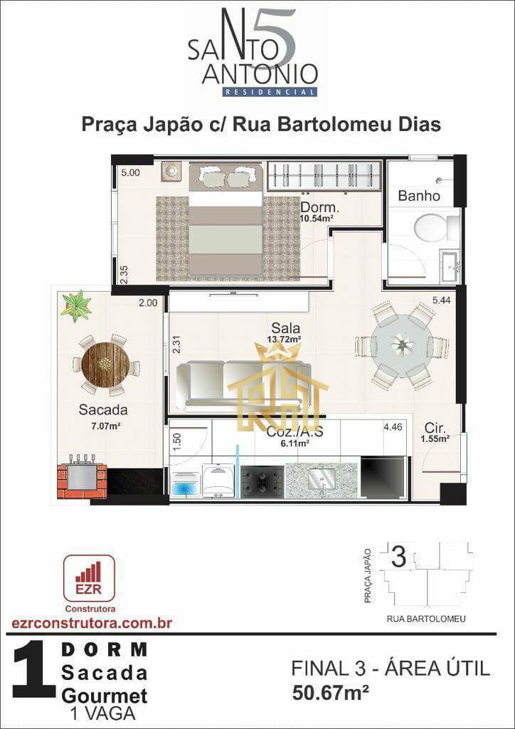 Apartamento à venda com 1 quarto, 51m² - Foto 4