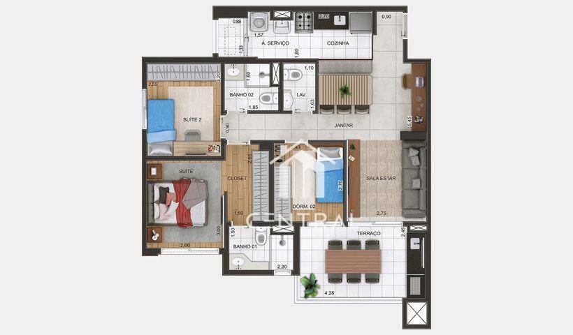 Apartamento à venda com 3 quartos, 88m² - Foto 3