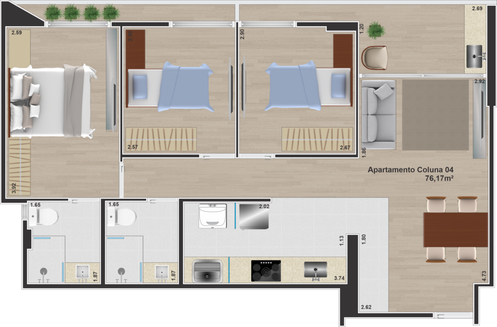 Apartamento à venda com 3 quartos, 76m² - Foto 17