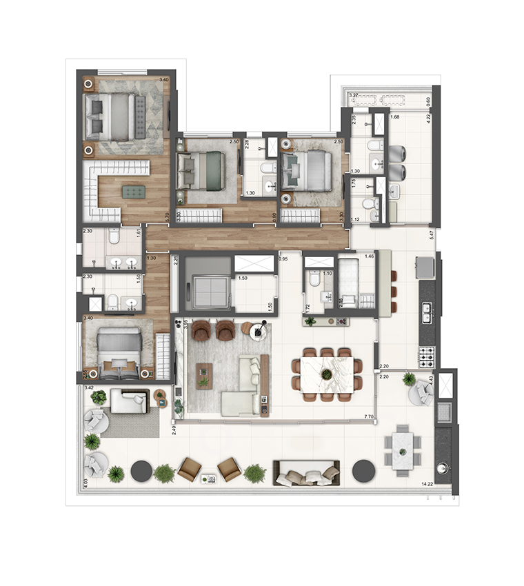 Apartamento à venda com 4 quartos, 206m² - Foto 2