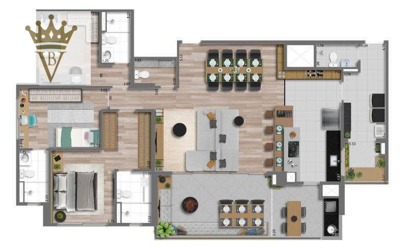 Apartamento à venda com 3 quartos, 133m² - Foto 2