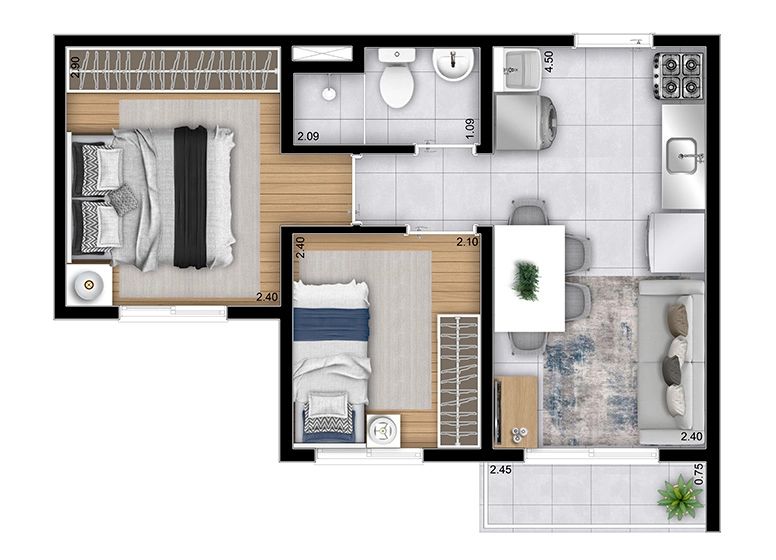 Apartamento à venda com 2 quartos, 31m² - Foto 9