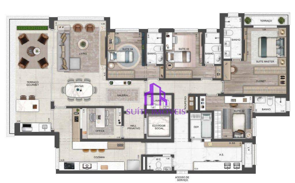 Apartamento à venda com 4 quartos, 220m² - Foto 3