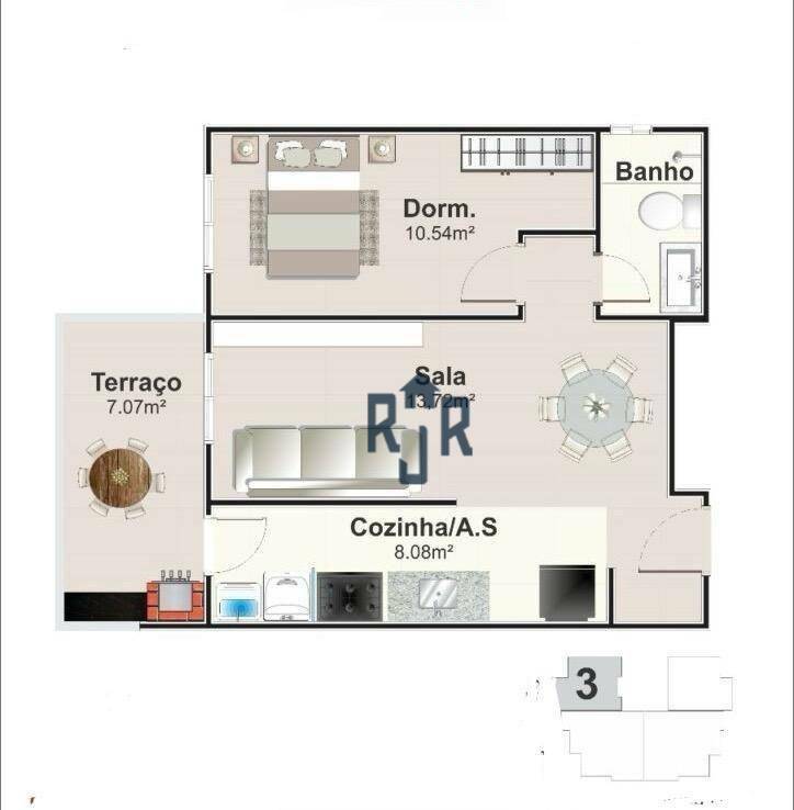 Apartamento à venda com 1 quarto, 51m² - Foto 7