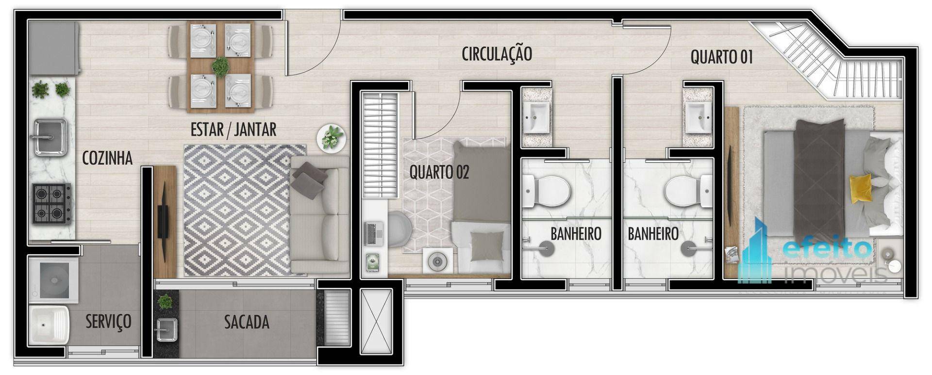 Apartamento à venda com 2 quartos, 49m² - Foto 3