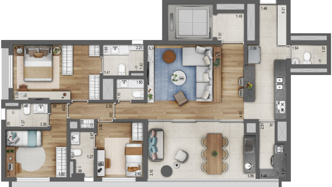 Apartamento à venda com 3 quartos, 125m² - Foto 2