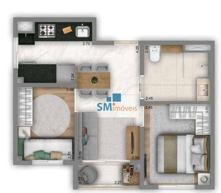 Apartamento à venda com 2 quartos, 40m² - Foto 7