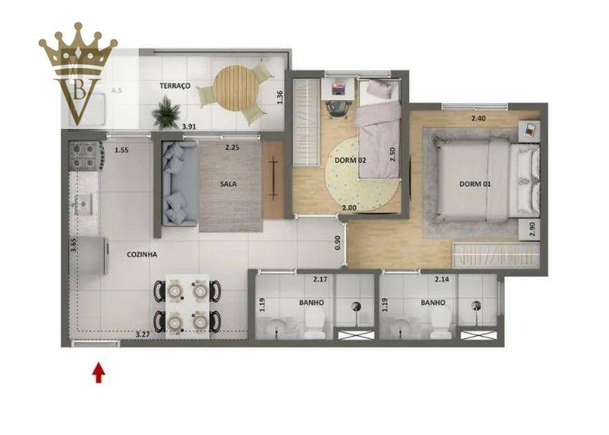 Apartamento à venda com 2 quartos, 44m² - Foto 2