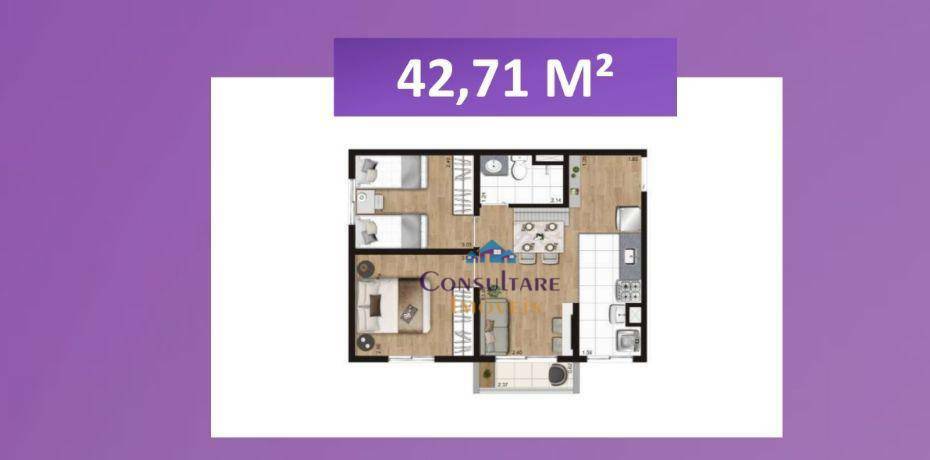 Apartamento à venda com 2 quartos, 42m² - Foto 5