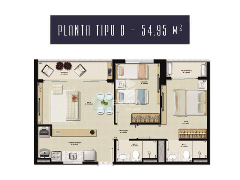 Apartamento à venda com 2 quartos, 54m² - Foto 8