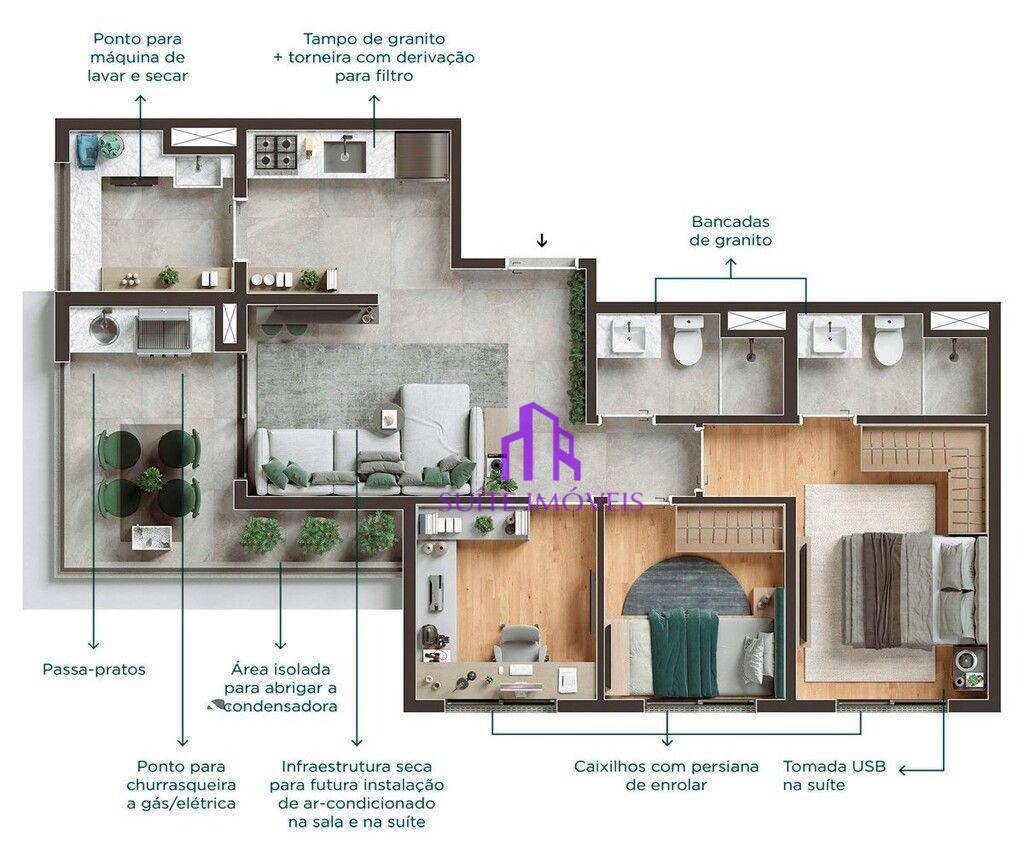 Apartamento à venda com 2 quartos, 37m² - Foto 2