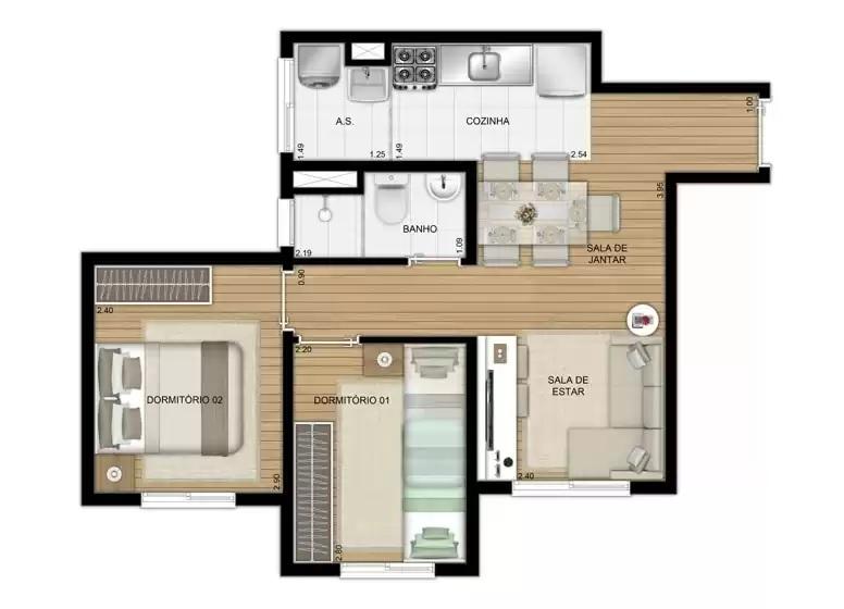 Apartamento à venda com 2 quartos, 40m² - Foto 3