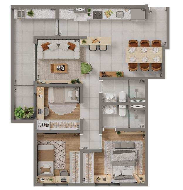 Apartamento à venda com 2 quartos, 62m² - Foto 2