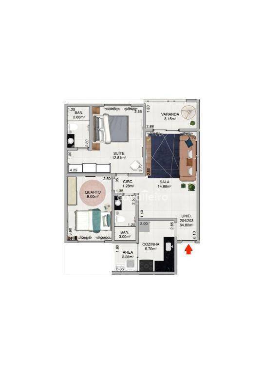 Apartamento à venda com 2 quartos, 60m² - Foto 4