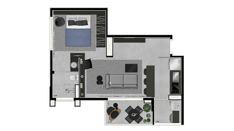 Apartamento à venda com 1 quarto, 49m² - Foto 3