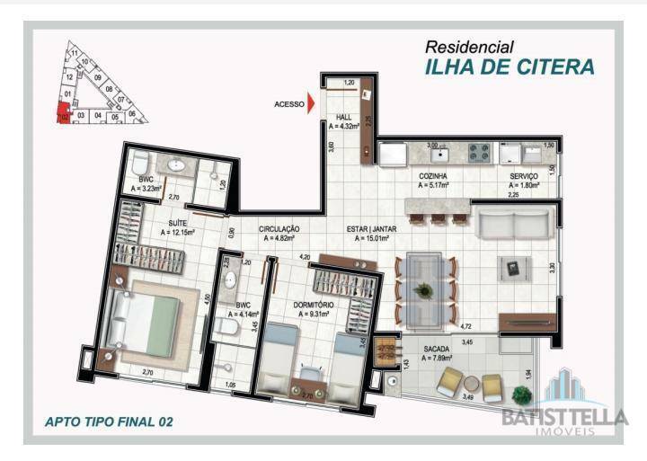 Apartamento à venda com 2 quartos, 64m² - Foto 4