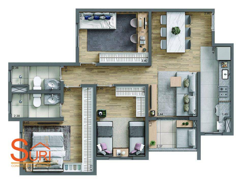 Apartamento à venda com 3 quartos, 69m² - Foto 17