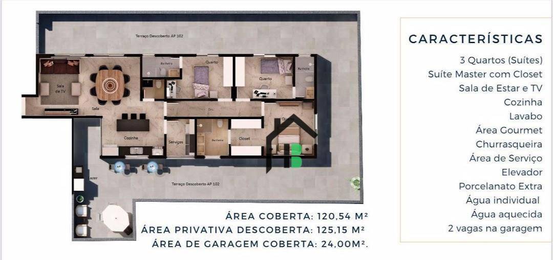 Apartamento, 3 quartos, 125 m² - Foto 1
