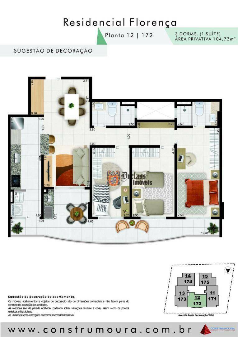 Apartamento à venda com 3 quartos, 104m² - Foto 3