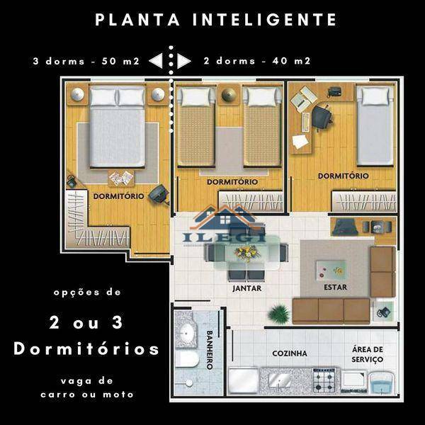 Apartamento, 3 quartos, 50 m² - Foto 1