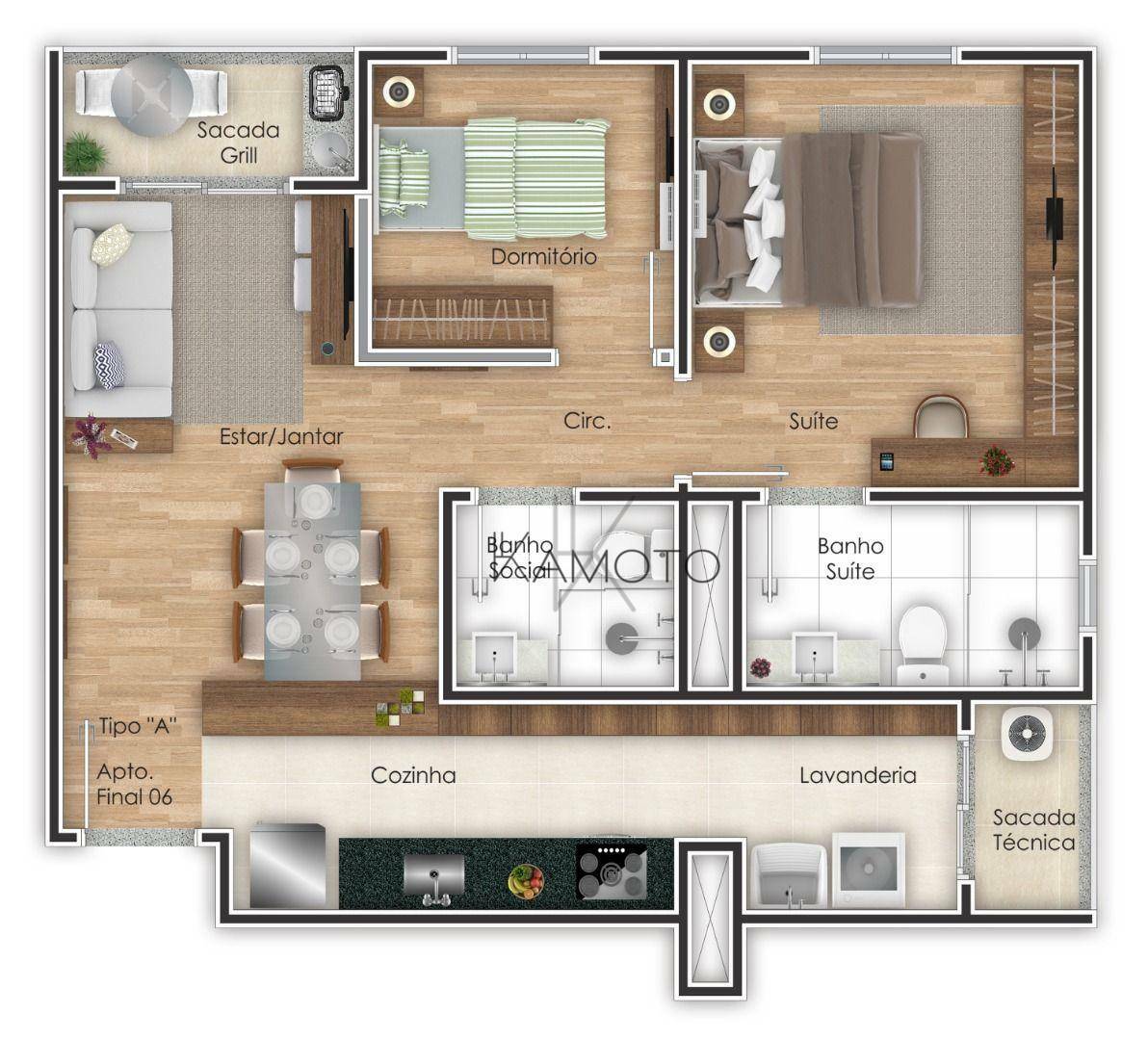 Apartamento à venda com 2 quartos, 60m² - Foto 2