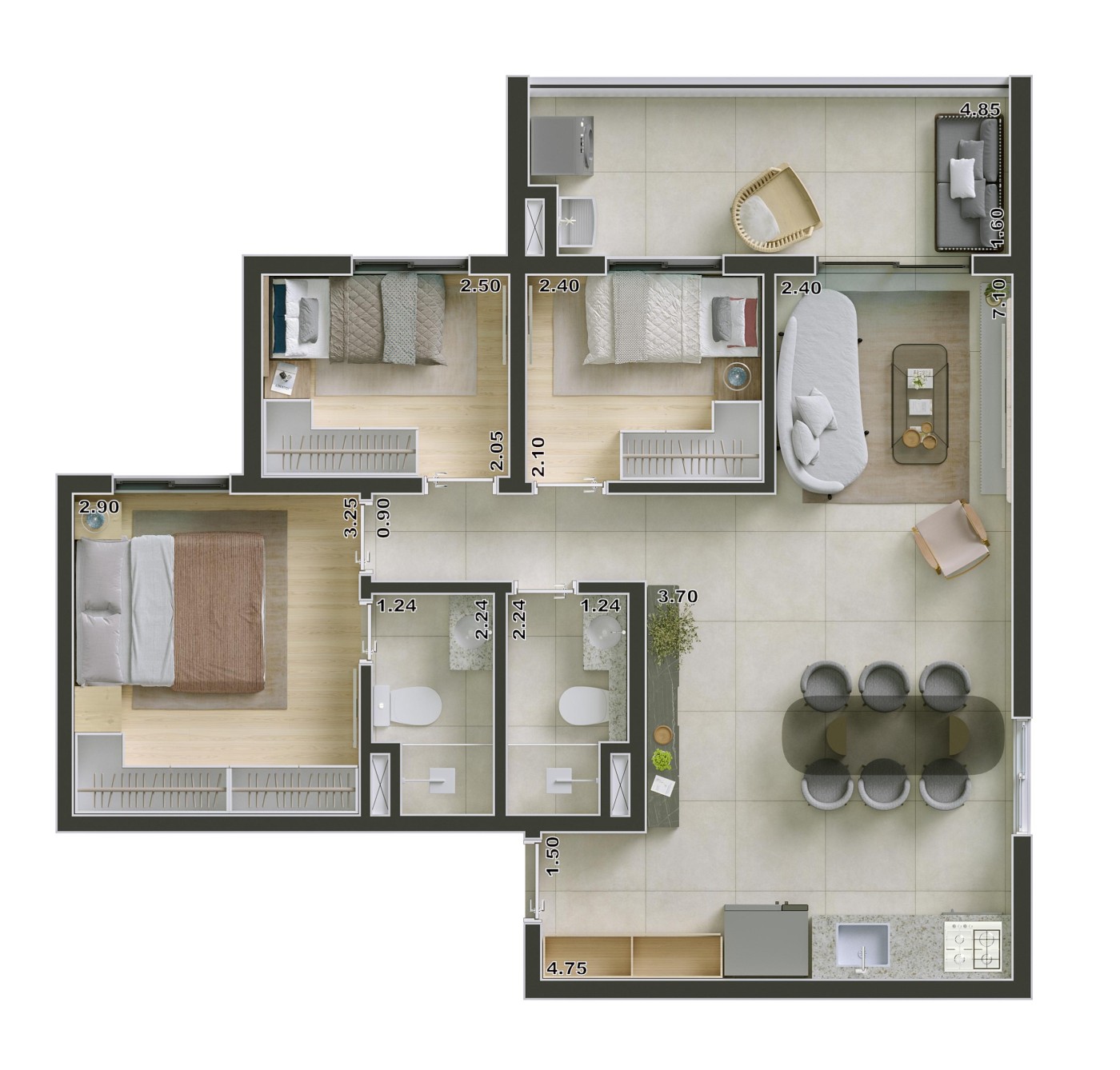 Apartamento à venda com 3 quartos, 58m² - Foto 9