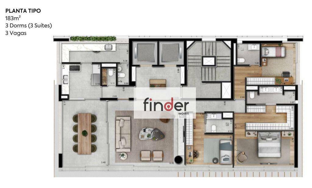 Apartamento à venda com 3 quartos, 183m² - Foto 49