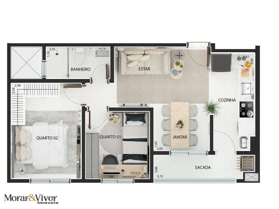 Apartamento à venda com 2 quartos, 48m² - Foto 42