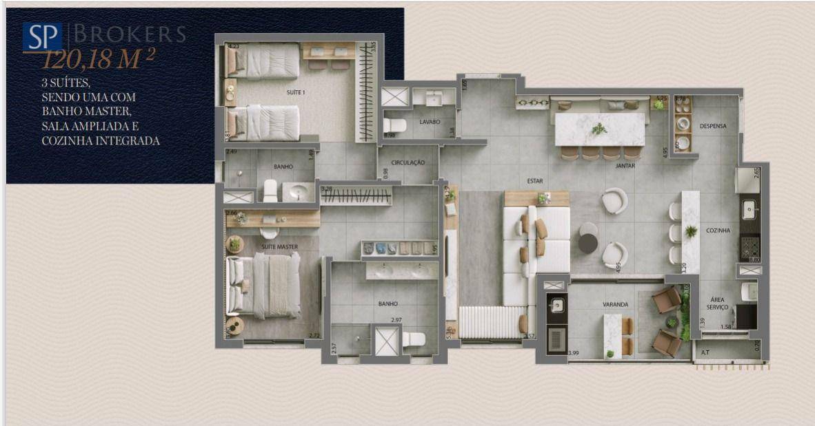 Apartamento à venda com 3 quartos, 120m² - Foto 22