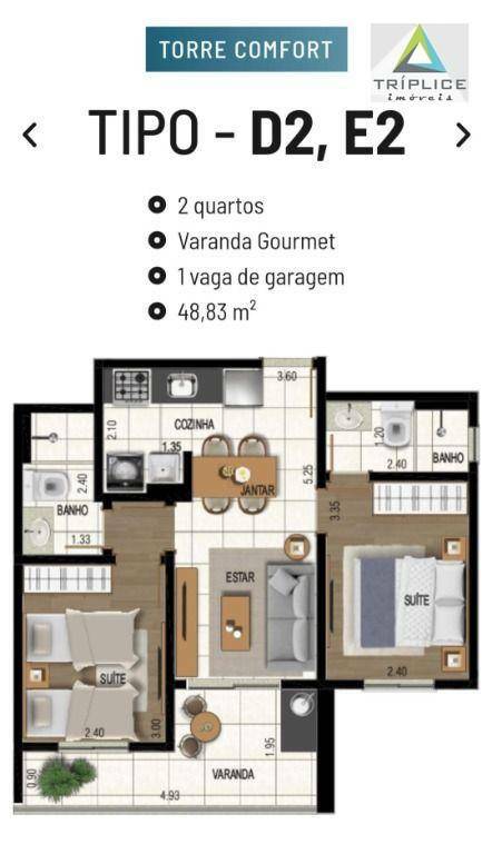 Apartamento, 2 quartos, 48 m² - Foto 2