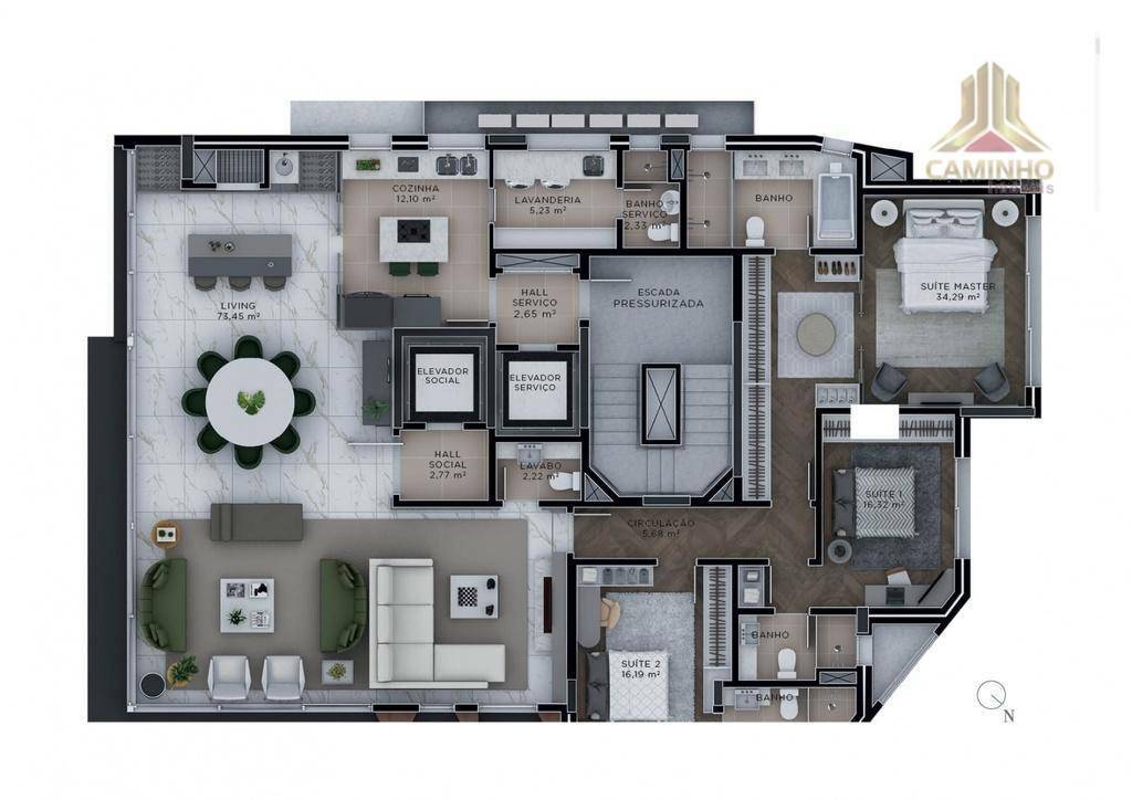 Apartamento à venda com 3 quartos, 206m² - Foto 6