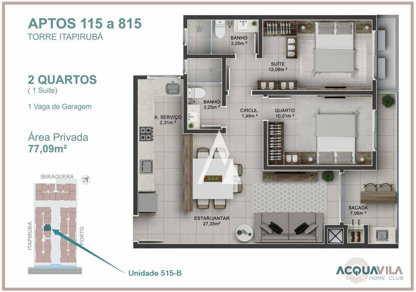 Apartamento à venda com 2 quartos, 77m² - Foto 2