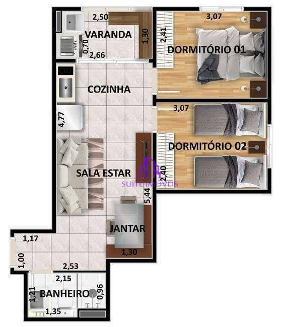 Apartamento à venda com 2 quartos, 61m² - Foto 2