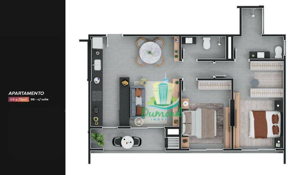 Apartamento à venda com 2 quartos, 79m² - Foto 2